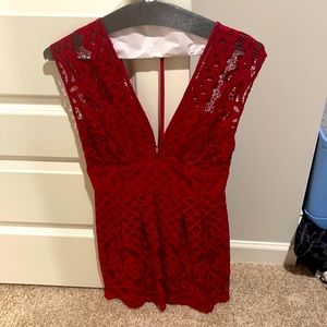 Red Lace Free People Dress 0